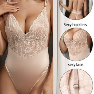 Sexy Lace Bodysuit Women Shapewear, Bodysuit, color:Nude|size:XL, JustFashionNow