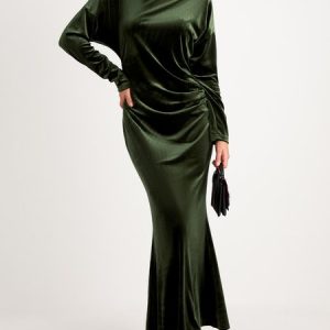 Regular Fit Elegant Plain Long Dress Wedding, Dresses, color:Green|size:XXL, Stylewe