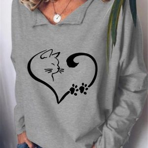 Loose Casual Printing Sweatshirt, Sweatshirts & Hoodies, color:Gray|size:3XL, JustFashionNow