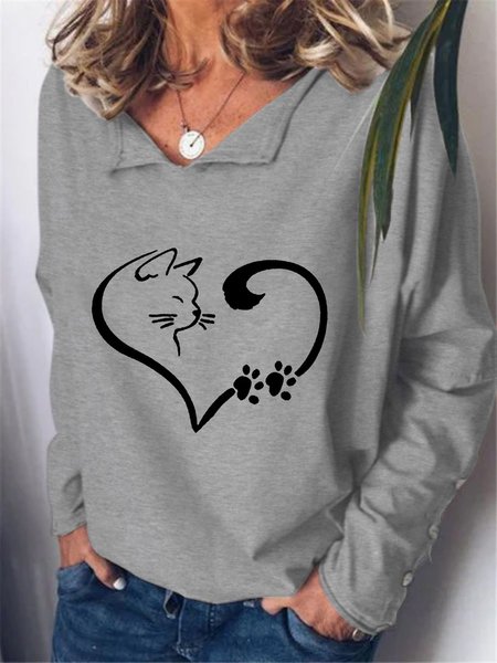 Loose Casual Printing Sweatshirt, Sweatshirts & Hoodies, color:Gray|size:3XL, JustFashionNow
