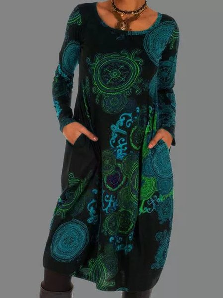 Striped Long Sleeve Casual Knitting Dress, Dresses, color:Blue|size:XXL, JustFashionNow