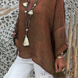 Solid Casual Long Sleeve V Neck Blouse, Blouses & Shirts, Roselinlin - Online Catalog