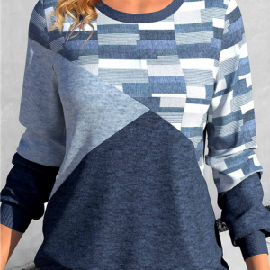 Crew Neck Loose Sweatshirt, Sweatshirts & Hoodies, color:Blue|size:XXL, JustFashionNow