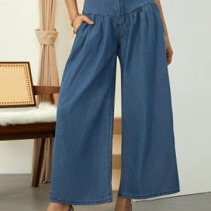 Denim Urban Loose Plain Jeans, Jeans, color:Denim Blue|size:XXL, Stylewe