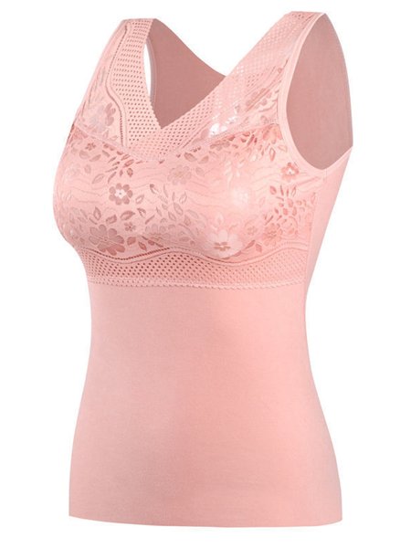 Warm Vest Women Plus Velvet Thick Sexy De Velvet No Wear Bra No Wear Bra Ladies Vest-Style Underwear, Bra & Bra Sets, color:Pink|size:XXL, JustFashionNow