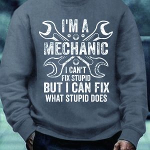Men Mechanic Fix Stupid Letters Casual Regular Fit Sweatshirt, color:Gray|size:3XL, Lilicloth.com