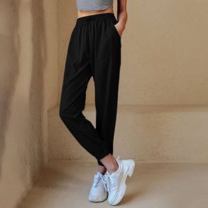 Regular Fit Sports Plain Sweatpants & Joggers With No, BOTTOM, color:Black|size:4X, Noracora