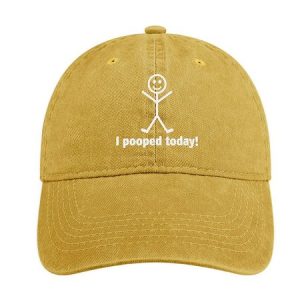 Men's /Women's I Pooped Today Graphic Printing Regular Fit Adjustable Denim Hat, color:Yellow|size:One-size, Lilicloth.com