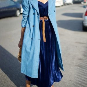 Urban Lapel Collar Plain Denim Coat, Jackets, color:Blue|size:XXL, Stylewe