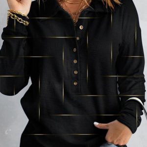 Buttoned Casual Sweatshirt, Sweatshirts & Hoodies, color:Black|size:XXL, JustFashionNow
