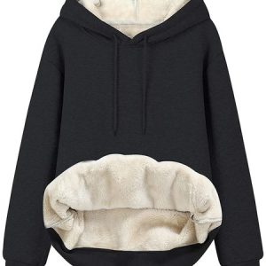 Casual Hoodie Plain Hoodie, Hoodies & Sweatshirts, color:Black|size:XXL, Noracora