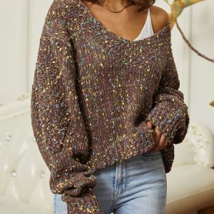 Casual Crew Neck Regular Fit Sweater, Sweaters, color:Brown|size:XXL, JustFashionNow
