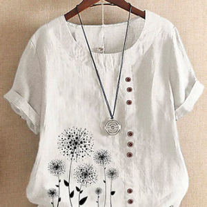 Boho Cotton Loose Crew Neck Blouse, Blouses & Shirts, Roselinlin - Online Catalog