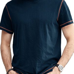 Regular Fit Casual Printing Crew Neck T-Shirt, T-Shirts, color:Navyblue|size:3XL, JustFashionNow