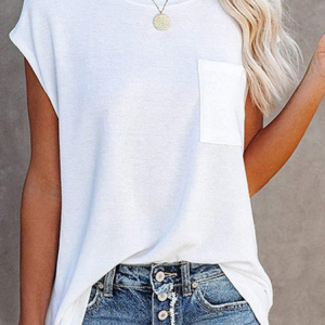 Plain Casual Crew Neck T-Shirt, T-Shirts, color:White|size:XXL, JustFashionNow
