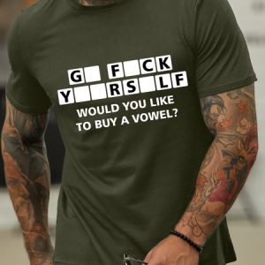 Lilicloth X Hynek Rajtr Funny Quiz Text Men's T-Shirt, color:Army Green|size:3XL, Lilicloth.com