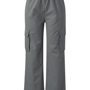 Plain Loose Casual Cargo Pants, Pants, color:Deep Gray|size:3XL, JustFashionNow