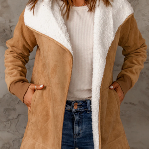 Shawl Collar Cotton-Blend Plain Overcoat, Coats, color:Khaki|size:XXL, JustFashionNow