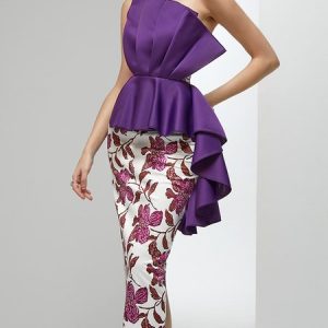Plain Regular Fit Elegant Party Dress, Midi Dresses, color:Purple|size:XXL, Stylewe