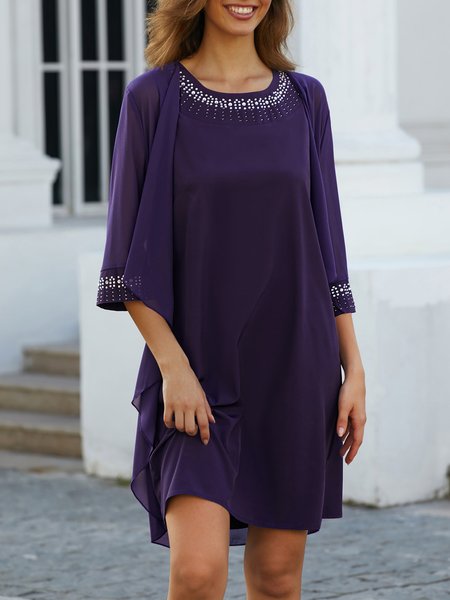 Plain Regular Fit Elegant Crew Neck Two-Piece Set, Shirts & Blouses, color:mint|size:XXL, JustFashionNow