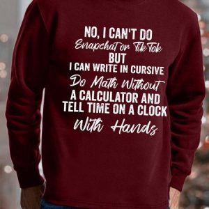 Men's I Can’t Do Snapchat On Tik Tok But I Can Write In Cursive Regular Fit Crew Neck Sweatshirt, color:Red|size:3XL, Lilicloth.com