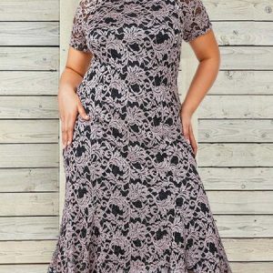 Plus Size Casual Plain Regular Fit Crew Neck Dress With No, Dresses, color:Black|size:4X, JustFashionNow