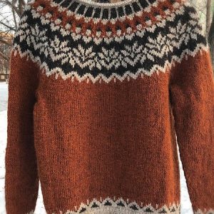 Brown Long Sleeve Vintage Cotton Crew Neck Sweater, Sweaters, color:Brown|size:3XL, Noracora