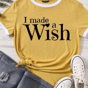 Lilicloth X Funnpaw Women's I Made A Wish Matching T-Shirt, color:Yellow|size:XXL, Lilicloth.com