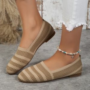 Casual Plain Slip On Flat Heel Ballet, Flats/Loafers, color:Camel|size:43, Noracora