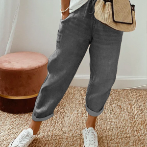Plain Casual Ripped Pants, Pants, color:Gray|size:XXL, JustFashionNow