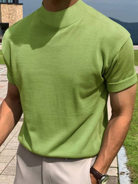 Men's Casual Regular Basic Round Neck Short Sleeve T-Shirt Daily Commuting, T-Shirts, color:Green|size:3XL, JustFashionNow