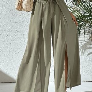 Plain Loose Casual Casual Pants, Pants, color:Green|size:XXL, JustFashionNow