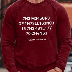 Men's Funny Intelligence Test Graphic Printing Casual Crew Neck Cotton-Blend Sweatshirt, color:Red|size:3XL, Lilicloth.com