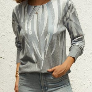 Crew Neck Regular Fit Casual Sweater, Sweaters, color:Light Blue|size:XXL, JustFashionNow