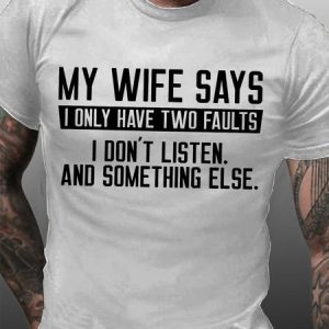 My Wife Says Men's Short Sleeve T-Shirt, color:White|size:3XL, Lilicloth.com