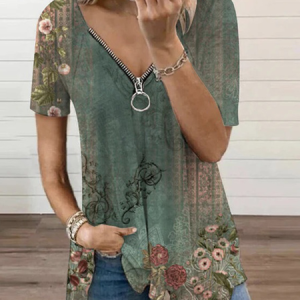 Plus Size Jersey Half Open Collar Casual Shirt, TOPS, color:Green|size:4X, Noracora