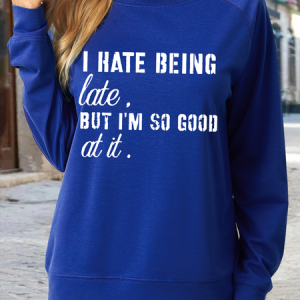 Women's Casual Regular Fit Sweatshirt, color:Blue|size:3XL, Lilicloth.com