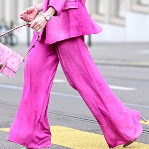 Daily Regular Fit Plain Urban Fashion Pants, Pants, color:Rose Red|size:XXL, Stylewe