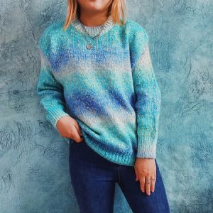 Women Plain Long Sleeve Comfy Casual Sweater, Sweaters, color:Blue|size:XL, Noracora