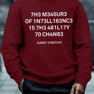 Men's Funny The Measure Of Intelligence Graphic Printing Casual Regular Fit Sweatshirt, color:Red|size:3XL, Lilicloth.com