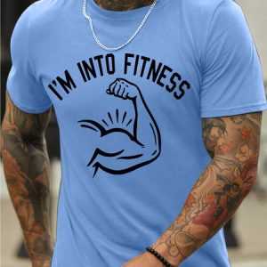 Men's graphic  humorous printed T-shirt, color:Light Blue|size:3XL, Lilicloth.com