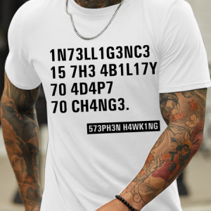 Men's Funny Intelligence Text Letters Casual Crew Neck T-Shirt, color:White|size:3XL, Lilicloth.com