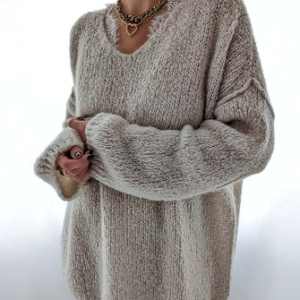 V Neck Casual Wool/Knitting Sweater, Sweaters, color:Light Gray|size:XXL, JustFashionNow
