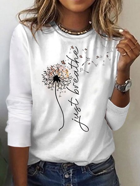 Casual Knitted Dandelion Loose T-Shirt, T-Shirts, color:White|size:XXL, JustFashionNow