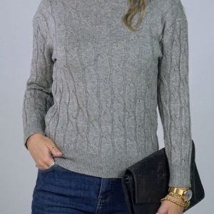 Women Plain Long Sleeve Comfy Casual Sweater, Sweaters, color:Gray|size:L, Noracora