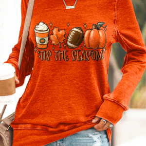 Casual Crew Neck Halloween Sweatshirt, Hoodies & Sweatshirts, color:Orange|size:XXL, Noracora