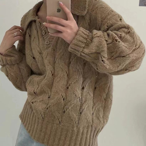 Women Wool/Knitting Plain Long Sleeve Comfy Casual Sweater, Sweaters, color:Coffee|size:M, Noracora