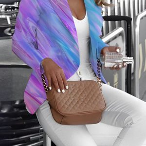 Casual Abstract Shawl Collar Regular Fit Blazer, Blazers, color:Purple|size:3XL, JustFashionNow