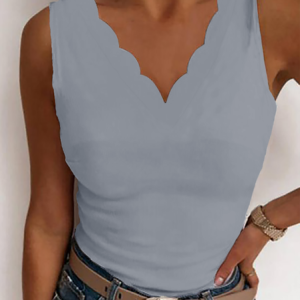 V Neck Sexy Tank, Tanks & Camis, color:Gray|size:XXL, JustFashionNow