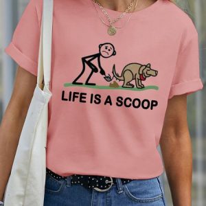 Lilicloth X Funnpaw Women's Life Is A Scoop Pet Matching T-Shirt, color:Pink|size:XXL, Lilicloth.com